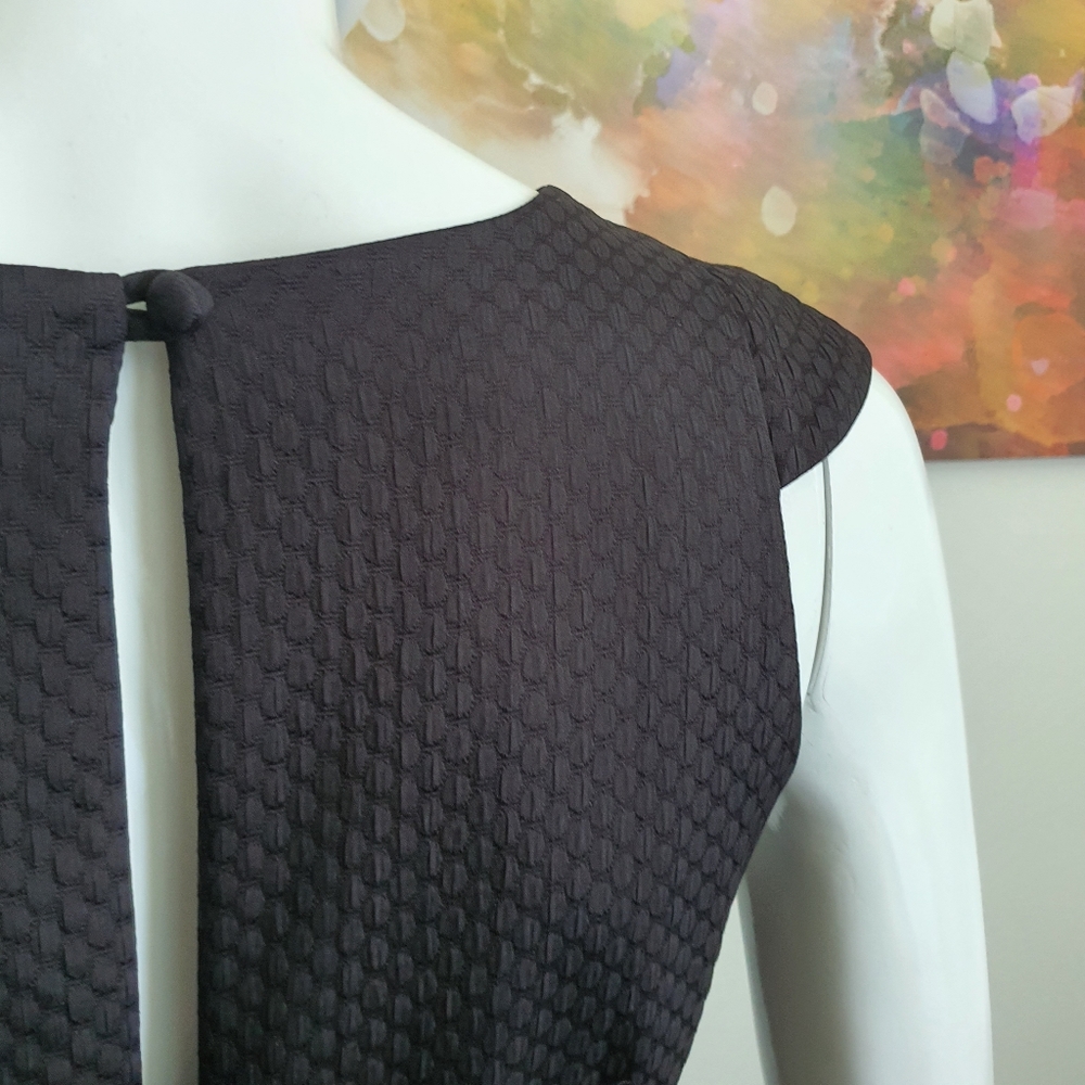 Coast UK Size 12 Black Fit and Flare Box Pleated Cap Sleeve Dress NWOT - Picture 4 of 12